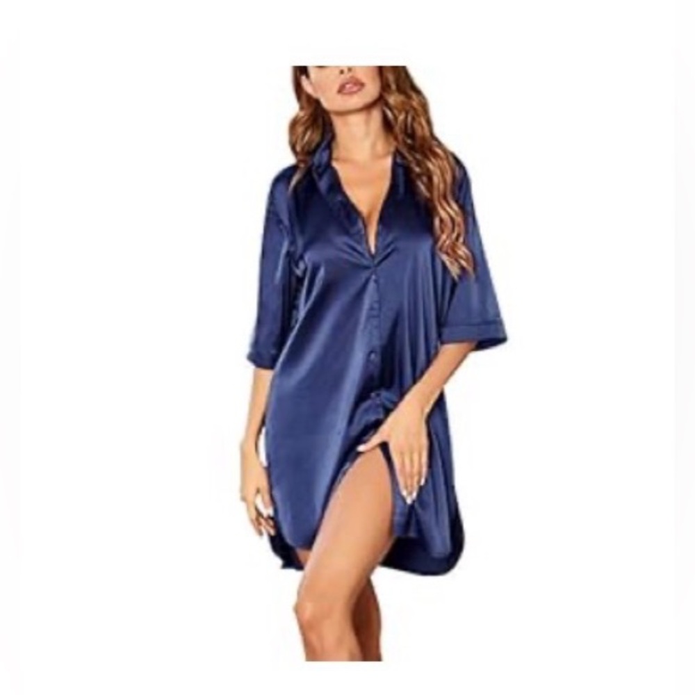 Satin Nightshirt Dress - Medium 💙